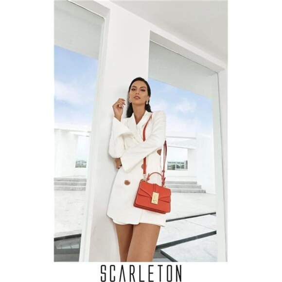 Crossbody Bag for Women, Structured Mini Satchel Purses, Top Handle Shoulder Bag - Picture 2 of 6